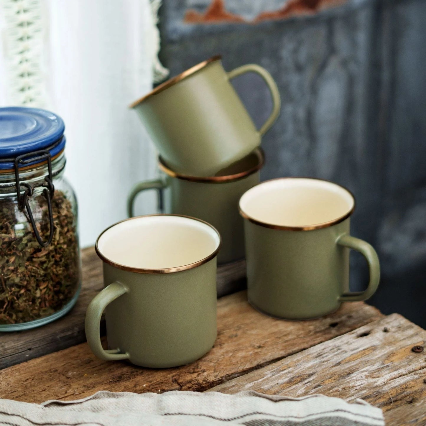 Enamel 2-Tone Mug Set - Olive Drab