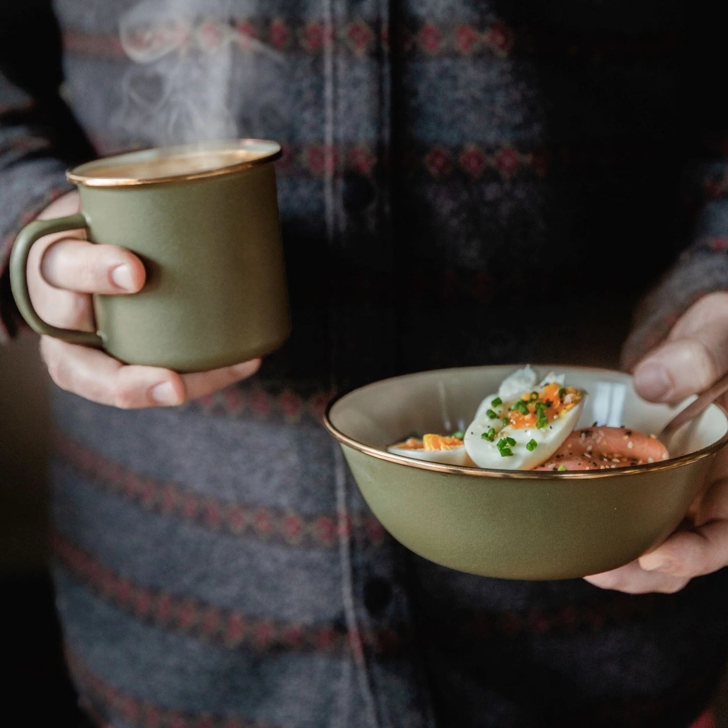 Enamel 2-Tone Mug Set - Olive Drab