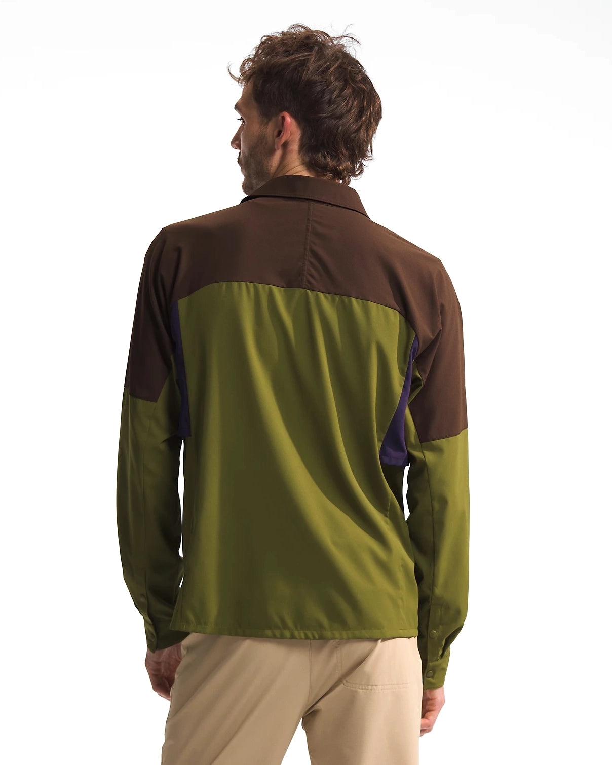 Men’s First Trail UPF Long-Sleeve Shirt - Forest Olive/Demitasse Brown/Black Currant Purple