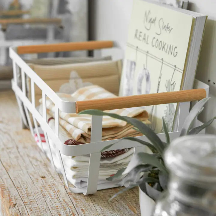 Tosca Dual Handle Storage Basket - White