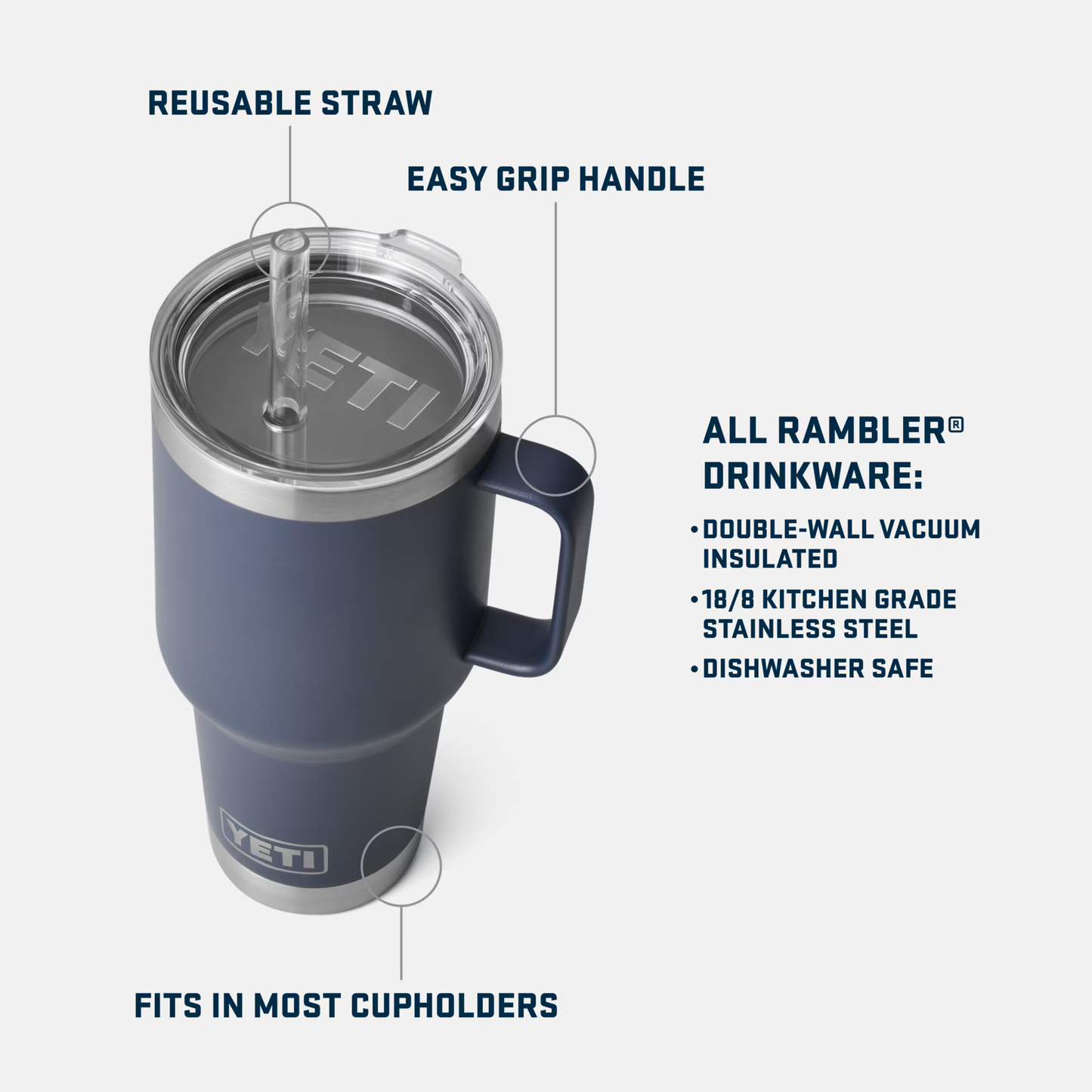 RAMBLER 35 OZ STRAW MUG - Charcoal