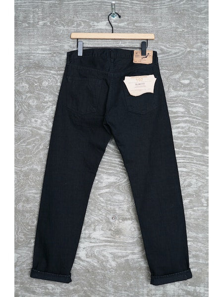 107 Ivy Fit Selvedge Denim - Black Denim