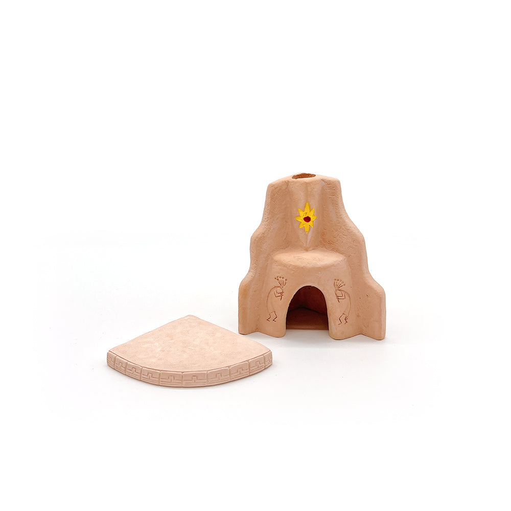 Southwest Style Corner Fireplace with Pinon 40 count Box of natural wood incense