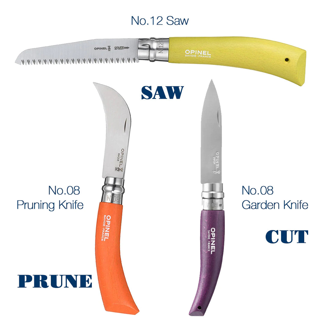 Stainless & Carbon Steel Garden Knife Trio - 3 Colors
