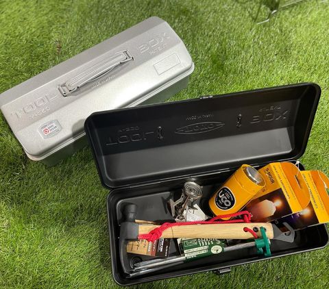 Y-350 Steel Toolbox with Top Handle and Camber Lid - Black