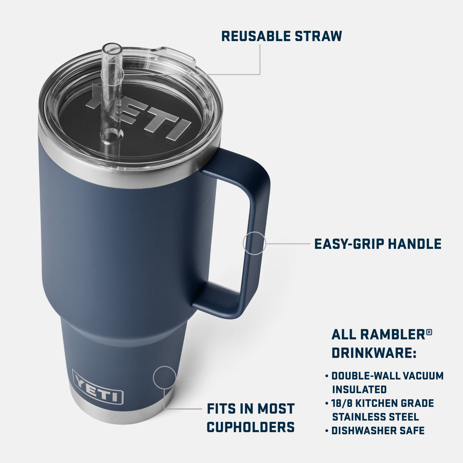 RAMBLER 42 OZ STRAW MUG - Seafoam