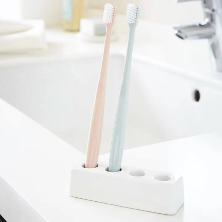 Plain Ceramic Toothbrush Stand - White