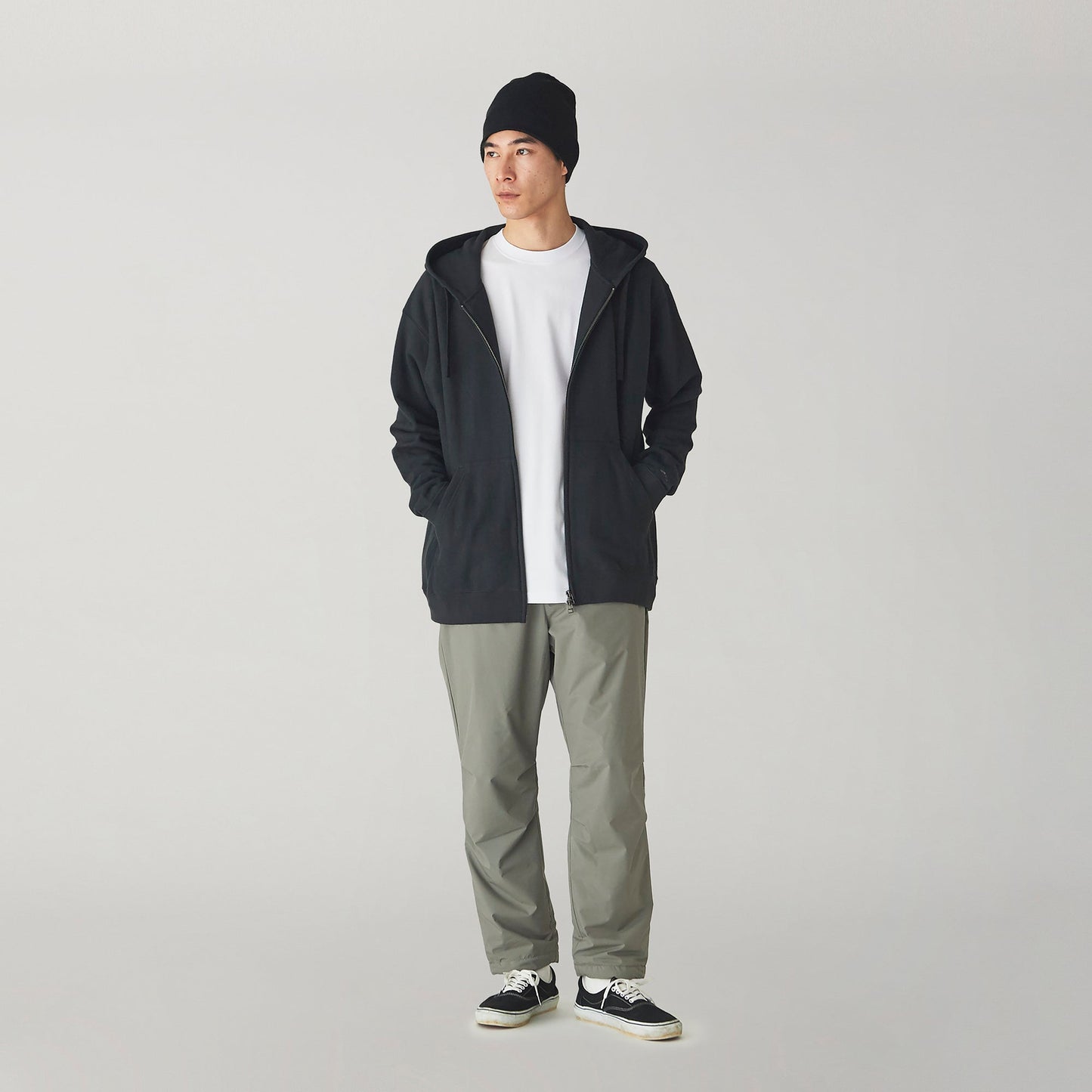 TAKIBI Sweatshirt Zip Up Hoodie - Black