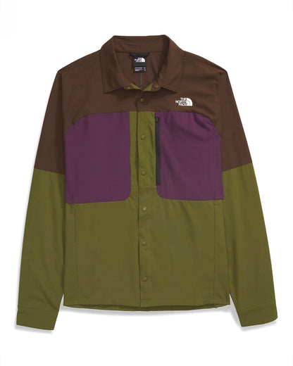 Men’s First Trail UPF Long-Sleeve Shirt - Forest Olive/Demitasse Brown/Black Currant Purple