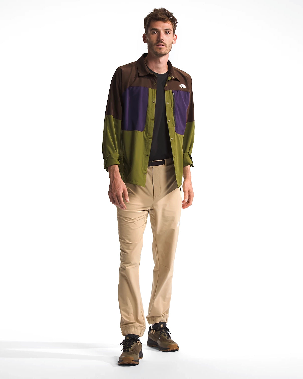 Men’s First Trail UPF Long-Sleeve Shirt - Forest Olive/Demitasse Brown/Black Currant Purple