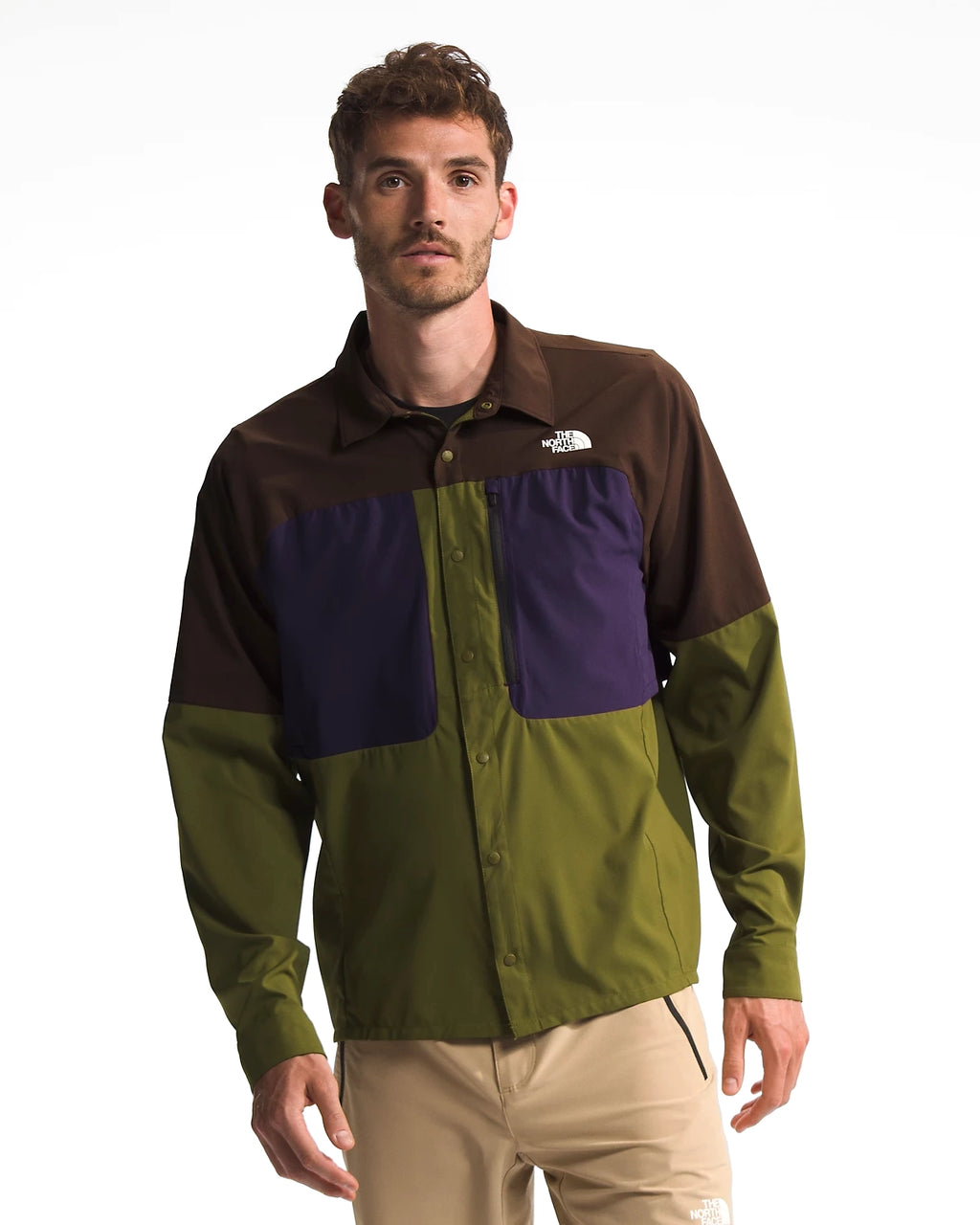 Men’s First Trail UPF Long-Sleeve Shirt - Forest Olive/Demitasse Brown/Black Currant Purple