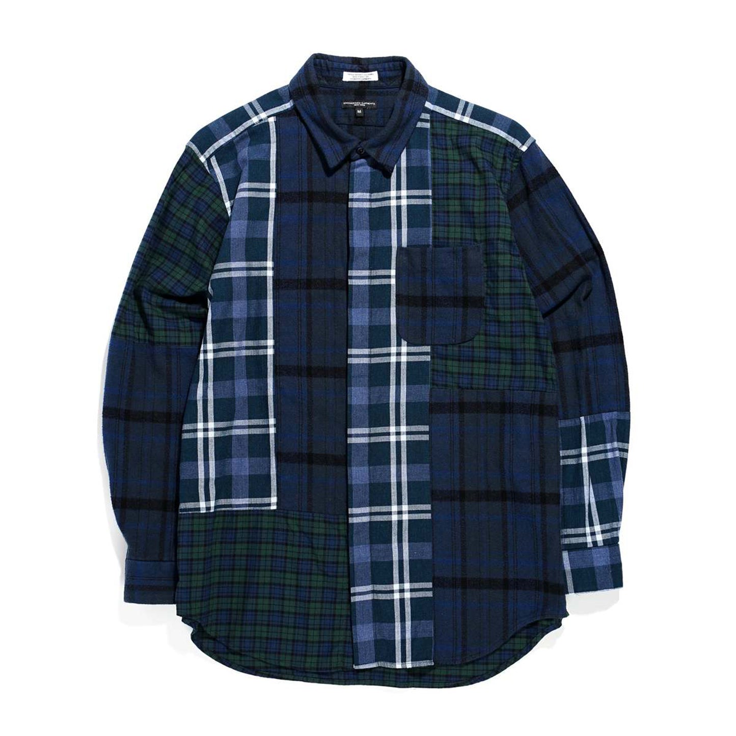 Combo Short Collar Shirt - Navy Black Plaid Flannel