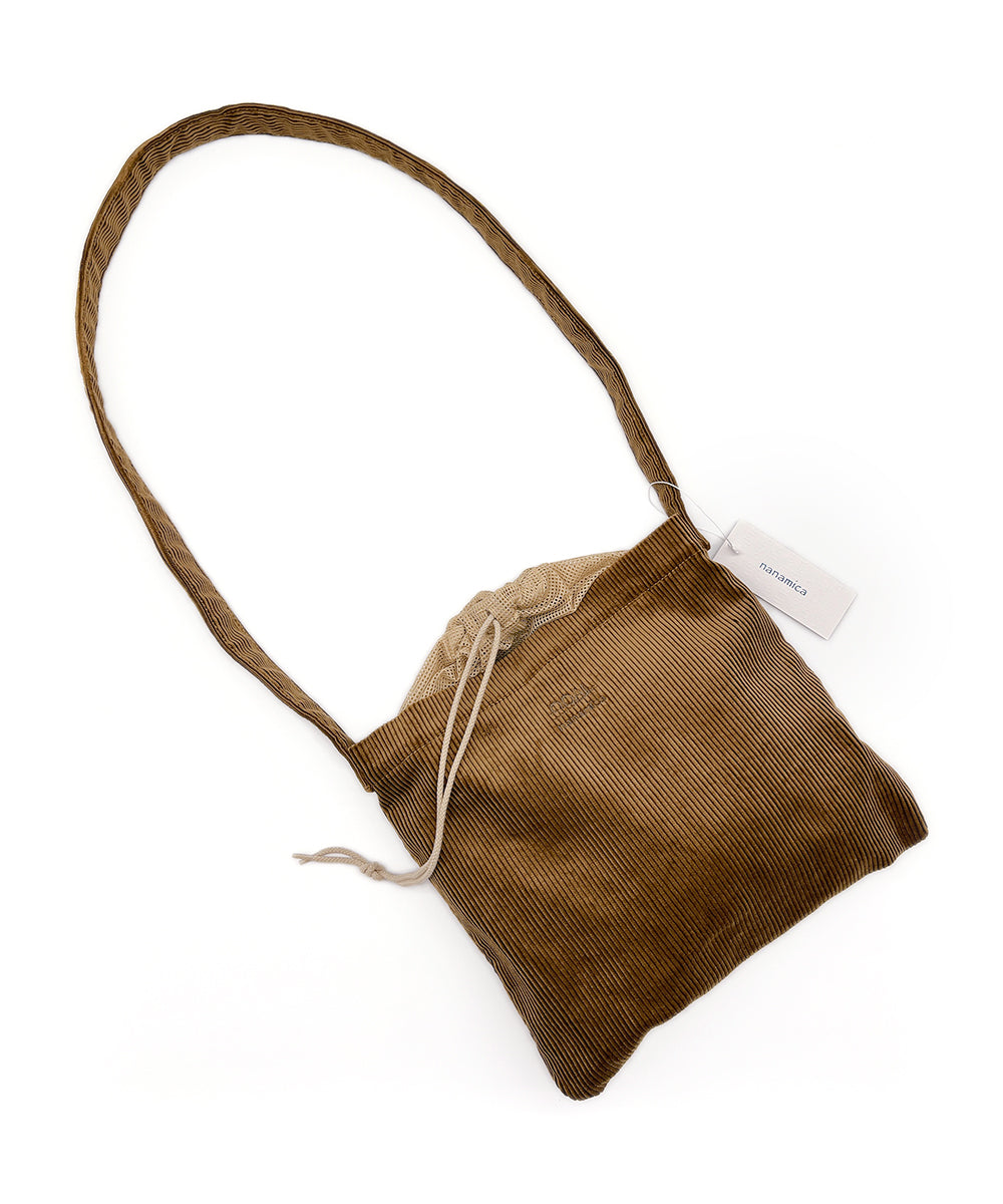 Corduroy Utility Small Shoulder Bag - Brown