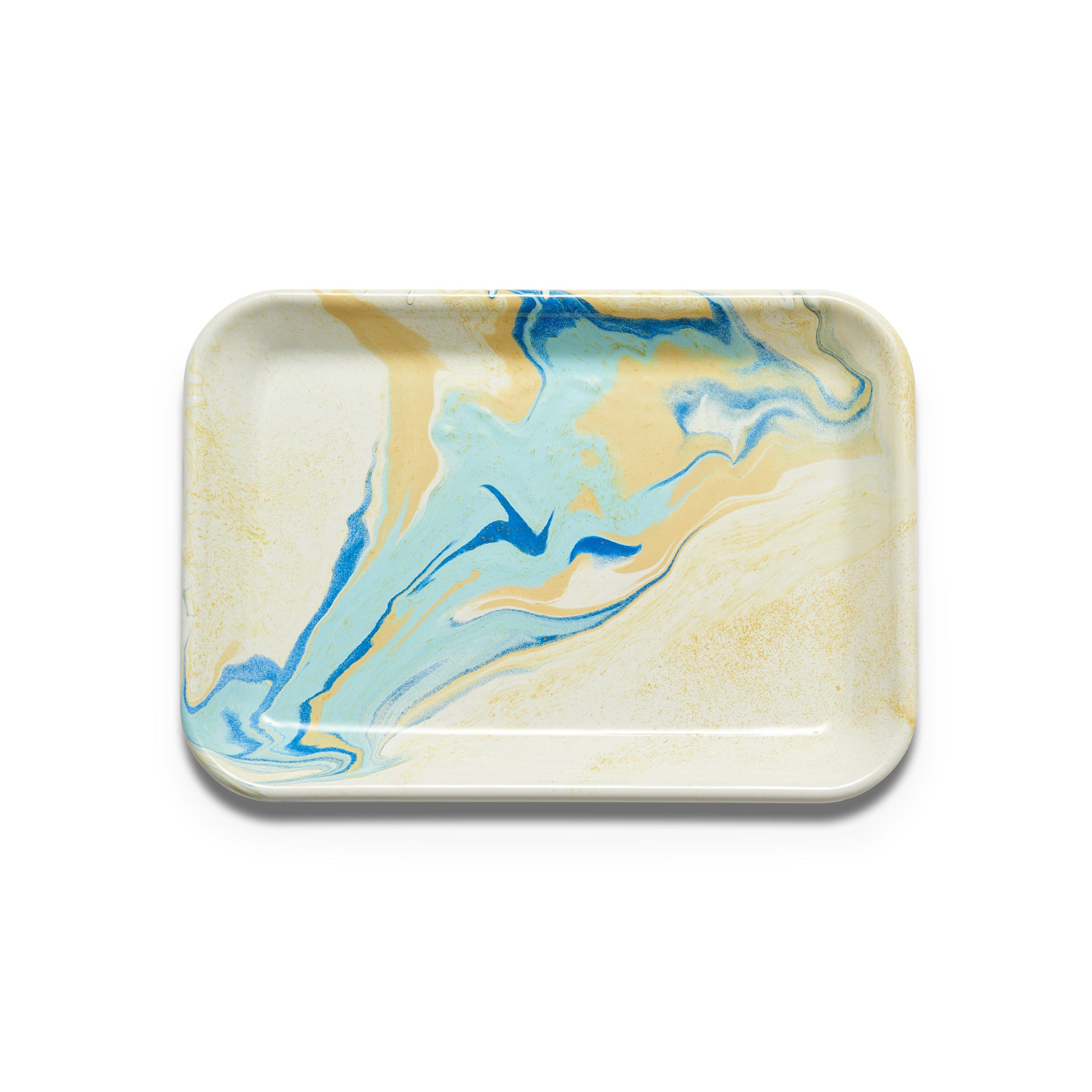 Multi Swirl Rectangular Tray - Lemon Cream