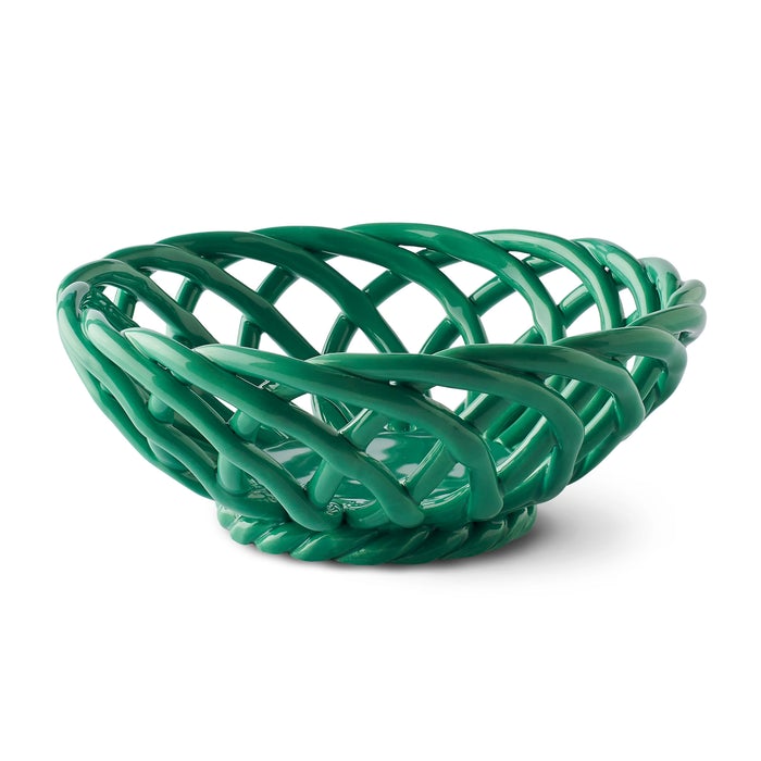 Sicilia Ceramic Basket Small Green