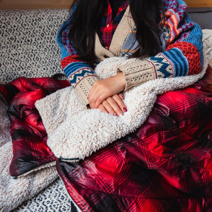 Sherpa Puffy Blanket - Ombre Plaid
