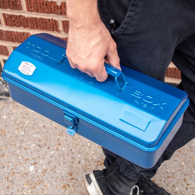 Y-350 Steel Toolbox with Top Handle and Camber Lid - Blue
