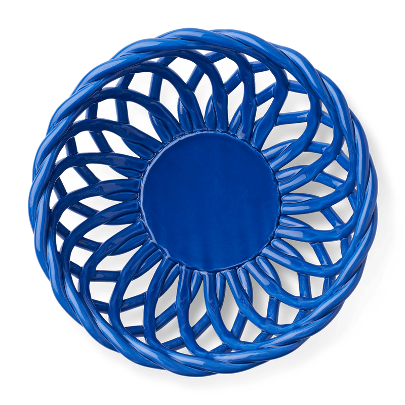 Sicilia Ceramic Basket Large Blue